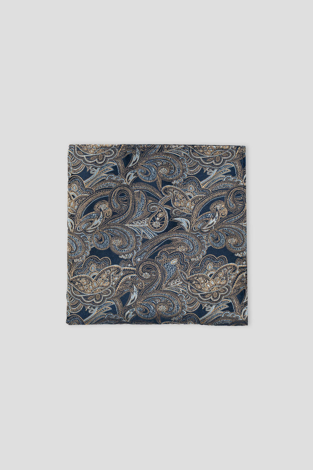 Marineblaues Paisley-Seideneinstecktuch