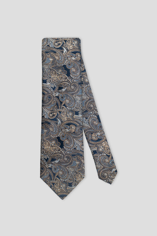 Marineblaue Paisley-Seidenkrawatte