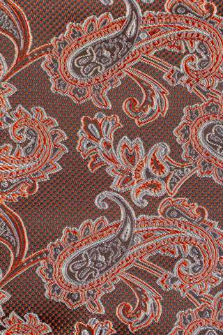 Orange prikket paisley silkeslips suitclub.dk