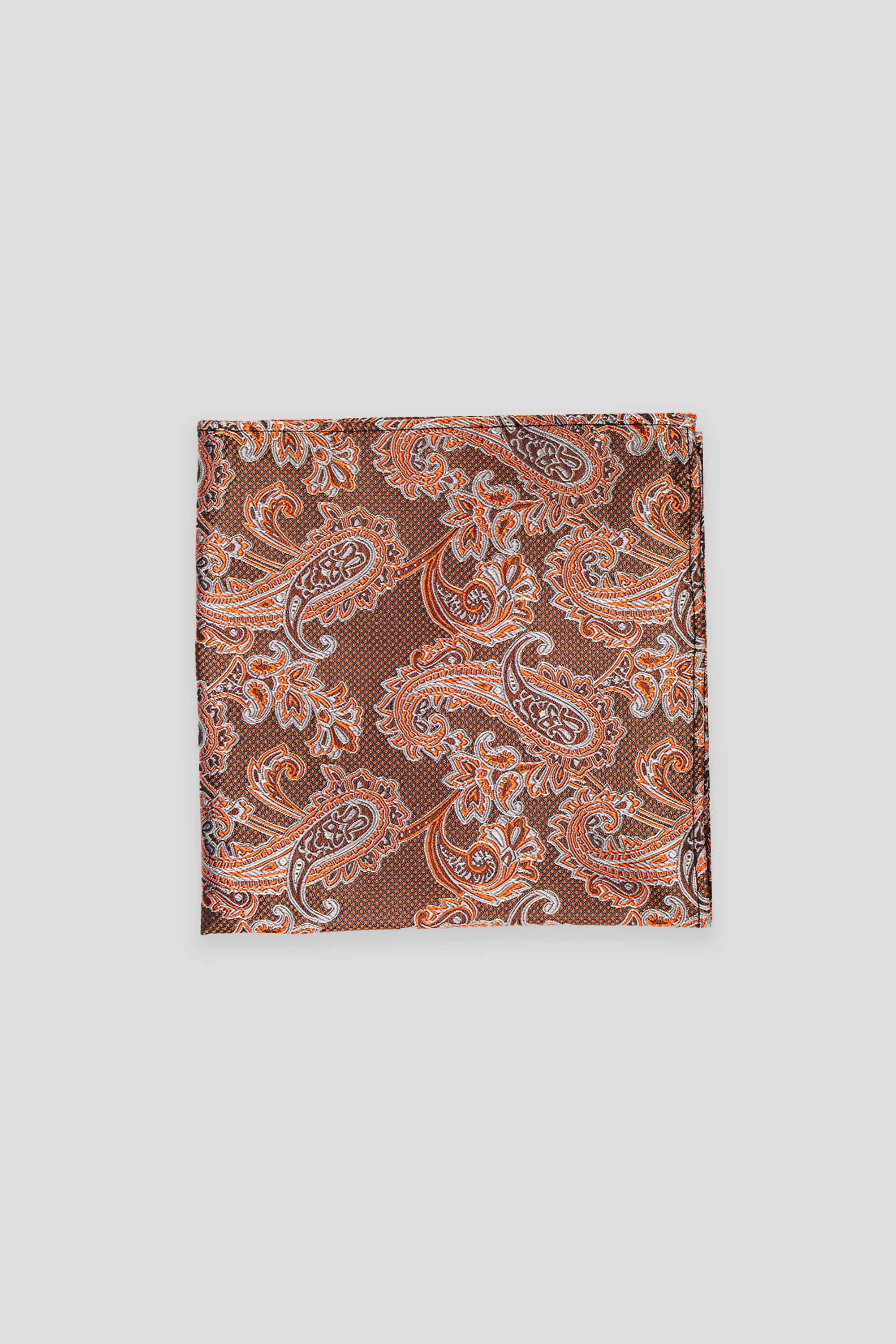 Orange prikket paisley silkelommeklud PVD