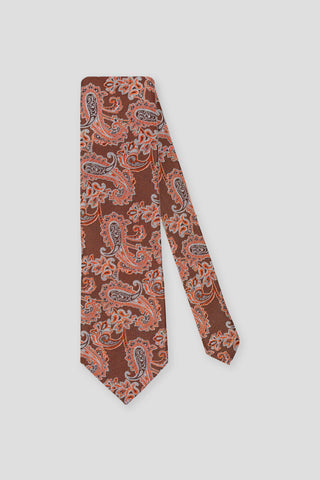 Orange prikket paisley silkeslips suitclub.dk