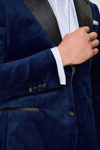 PREMIUM navy velour smoking jakkesæt PREMIUM