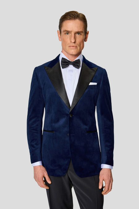 PREMIUM navy velour smoking jakkesæt