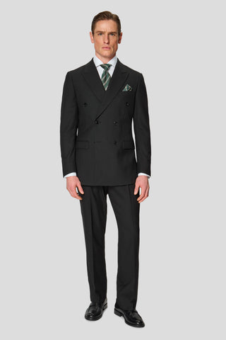 PREMIUM sort dobbeltradet jakkesæt med sildeben PREMIUM