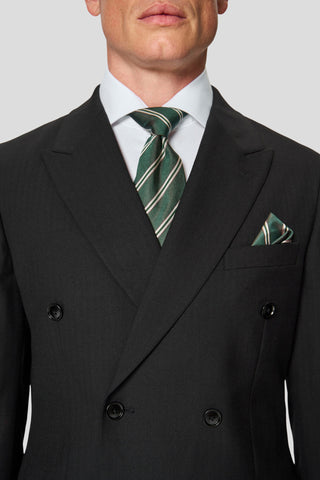 PREMIUM sort dobbeltradet jakkesæt med sildeben PREMIUM