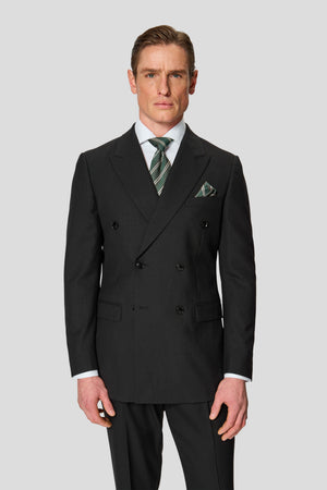 PREMIUM sort dobbeltradet blazer med sildeben