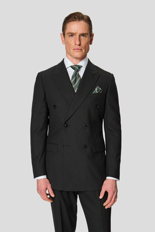 PREMIUM sort dobbeltradet jakkesæt med sildeben PREMIUM