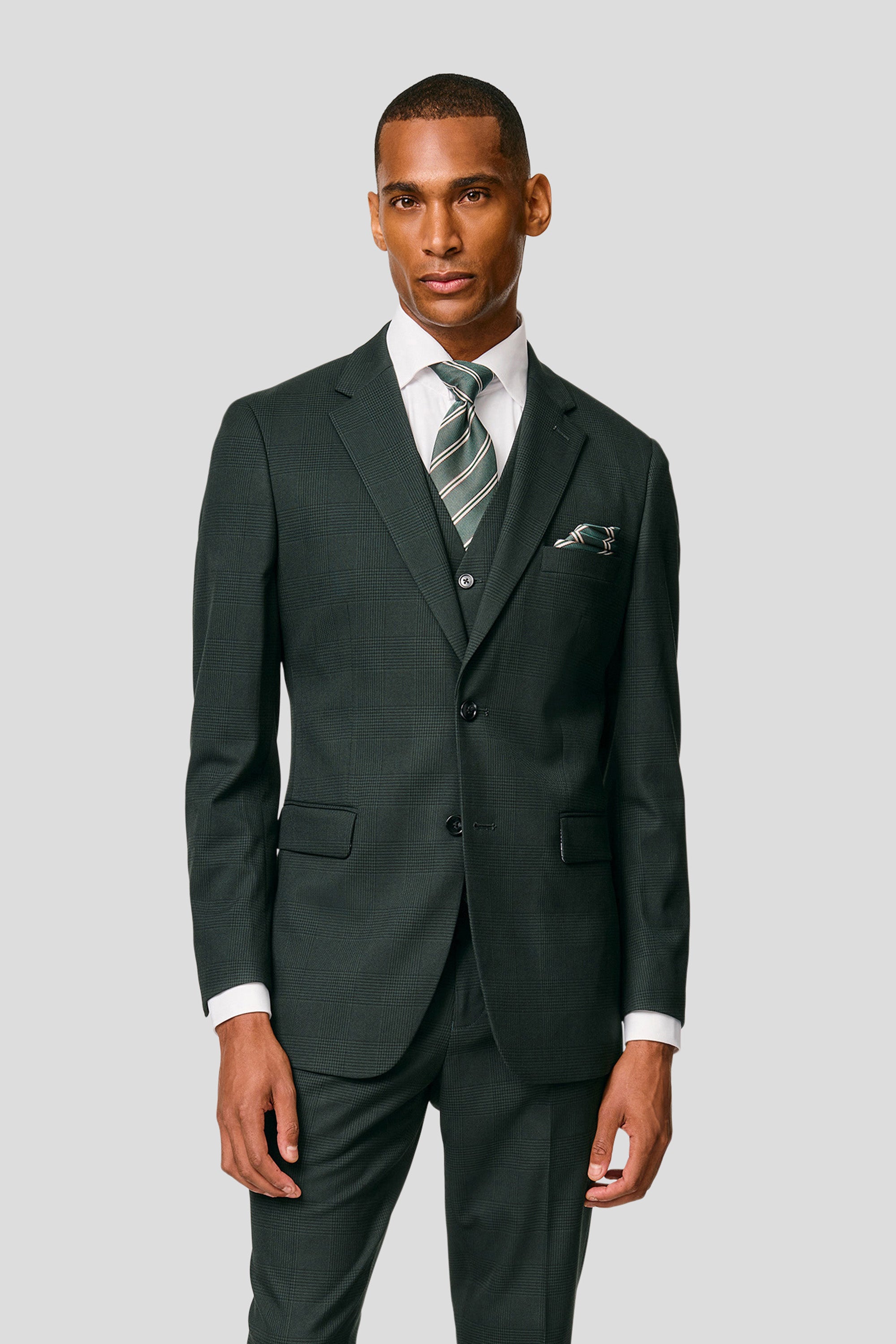 PRESTIGE grønt three-piece jakkesæt med tern PRESTIGE