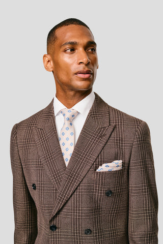 PRESTIGE brun dobbeltradet blazer med tern PRESTIGE