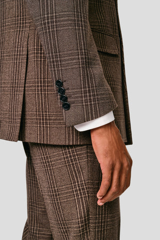 PRESTIGE brun dobbeltradet blazer med tern PRESTIGE