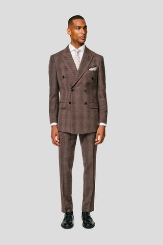 PRESTIGE brun dobbeltradet blazer med tern PRESTIGE