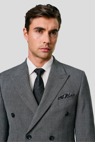 PRESTIGE grå dobbeltradet blazer med tern PRESTIGE