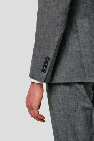 PRESTIGE grå dobbeltradet blazer med tern PRESTIGE