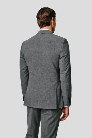 PRESTIGE grå dobbeltradet blazer med tern PRESTIGE