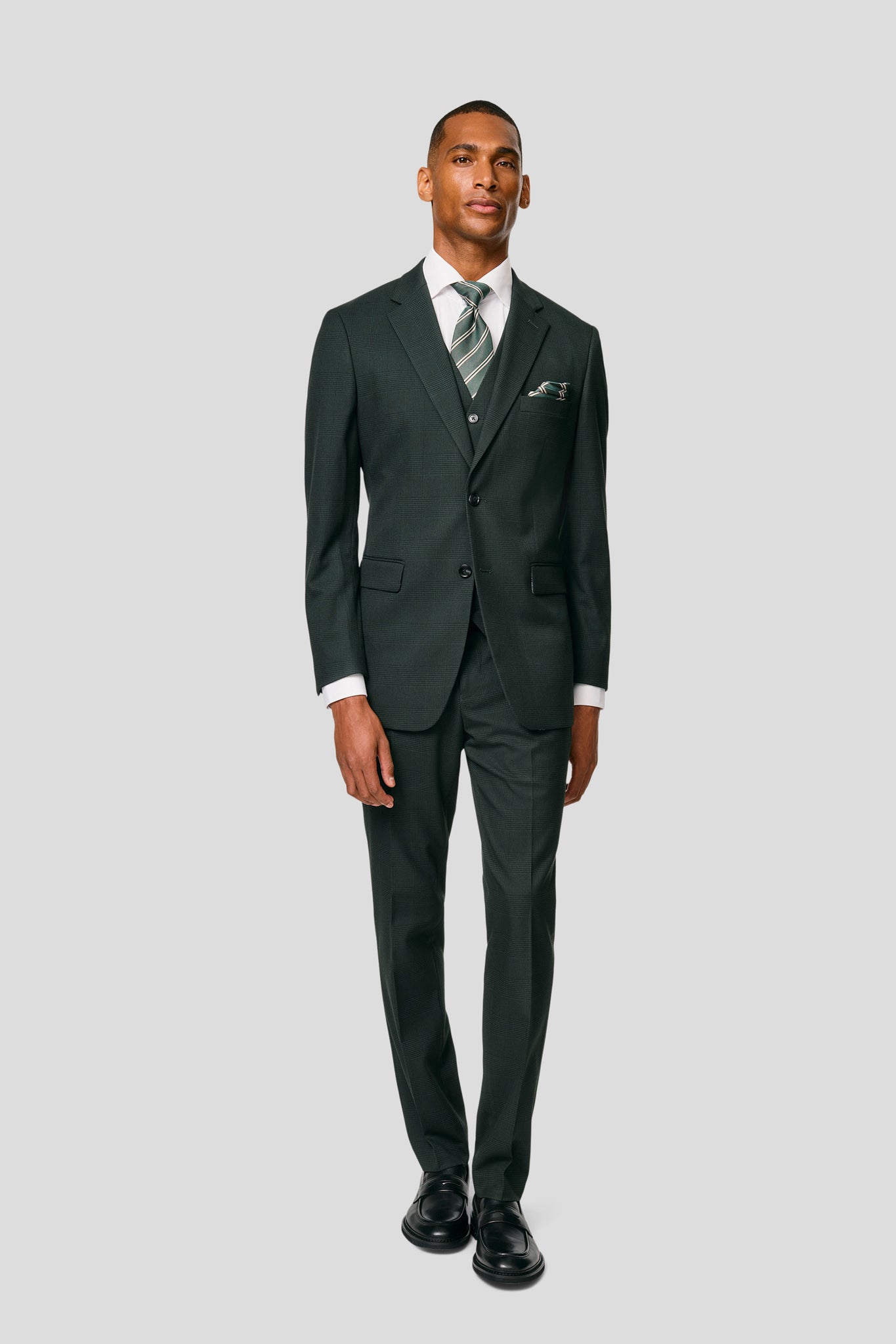 PRESTIGE grønt three-piece jakkesæt med tern PRESTIGE