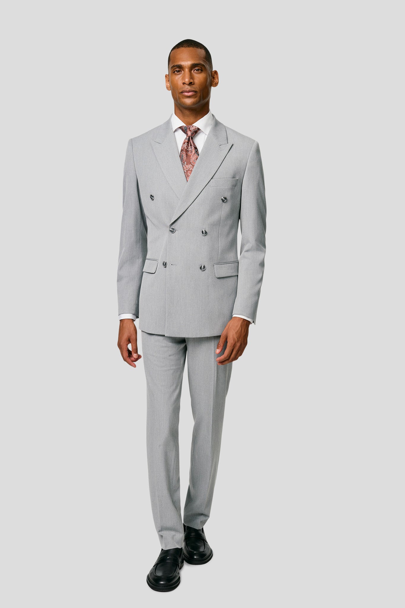 PRESTIGE lysegråt dobbeltradet jakkesæt MBO