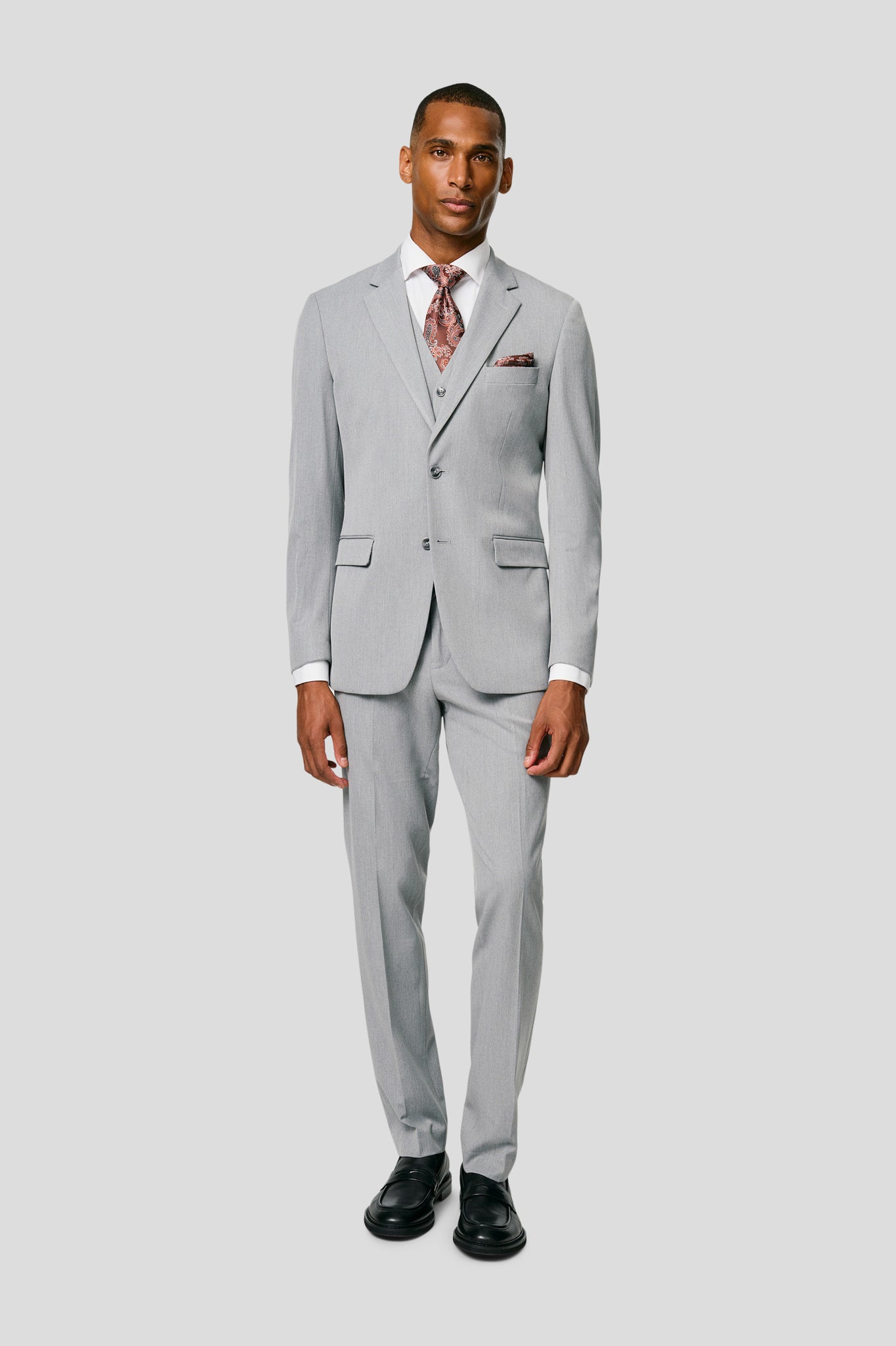 PRESTIGE lysegråt three-piece jakkesæt MBO