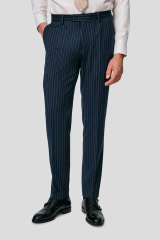PRESTIGE navy habitbukser med nålestriber PRESTIGE