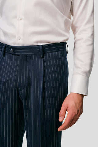PRESTIGE navy habitbukser med nålestriber PRESTIGE