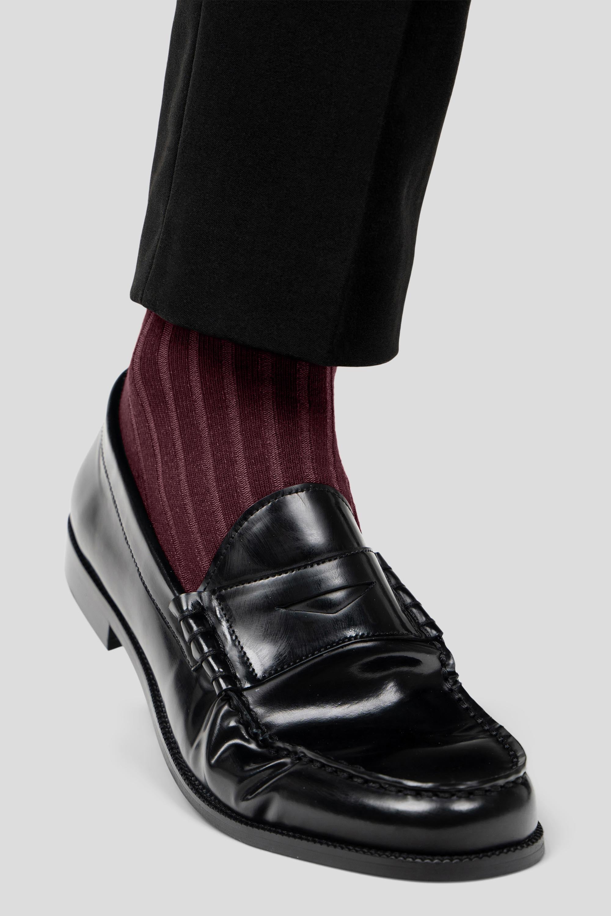 Bordeaux ribbed strømper Lindner