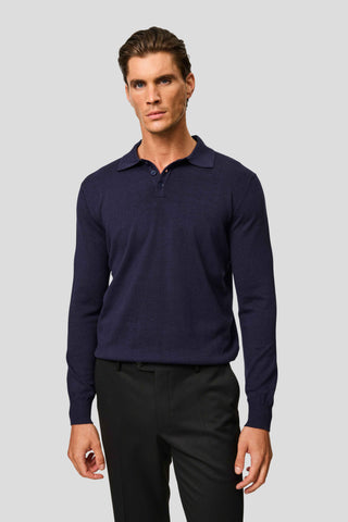 Navy langærmet polo