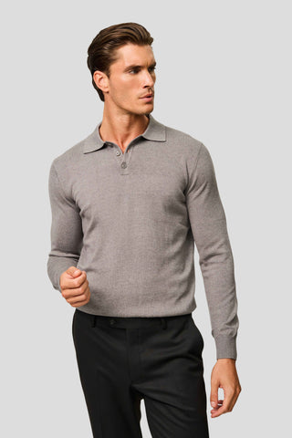 Grå langærmet polo SUIT CLUB