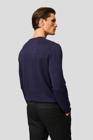 Navy o-neck striktrøje