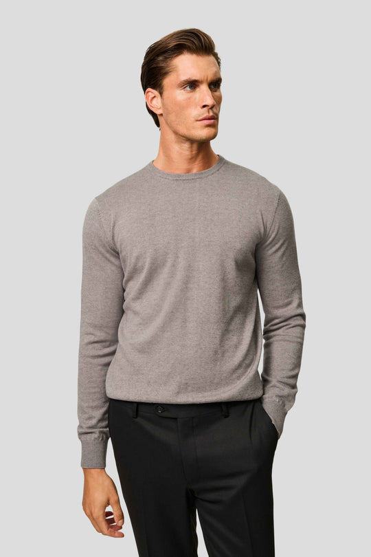 Grå o-neck striktrøje HVIID