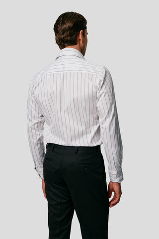 Signatur poplin skjorte hvid slim med sorte striber SUIT CLUB