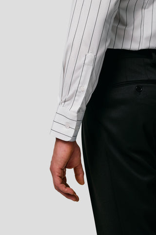 Signatur poplin skjorte hvid slim med sorte striber