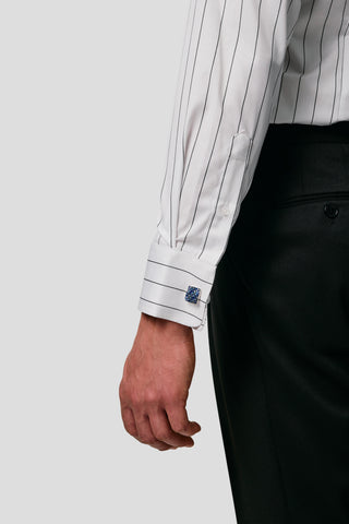 Signatur poplin skjorte hvid slim med sorte striber SUIT CLUB