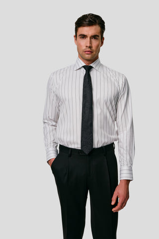 Signatur poplin skjorte hvid slim med sorte striber SUIT CLUB