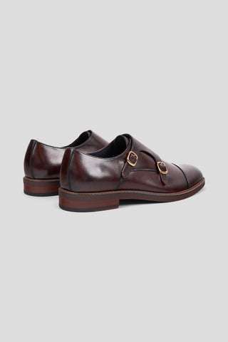 Brun dobbelt monk strap sko SUIT CLUB