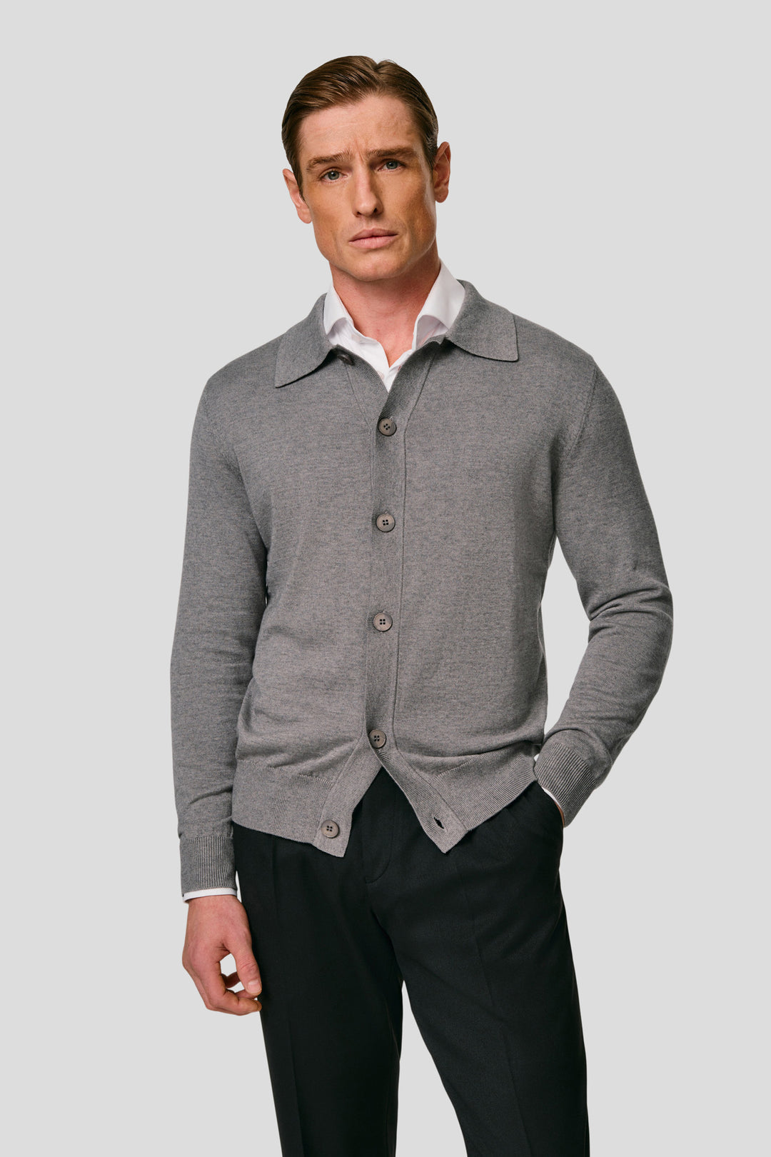 Grå polo cardigan HVIID