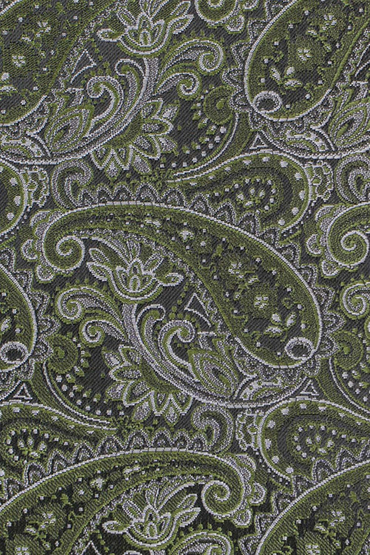 Grøn & hvid lommeklud med paisley PVD