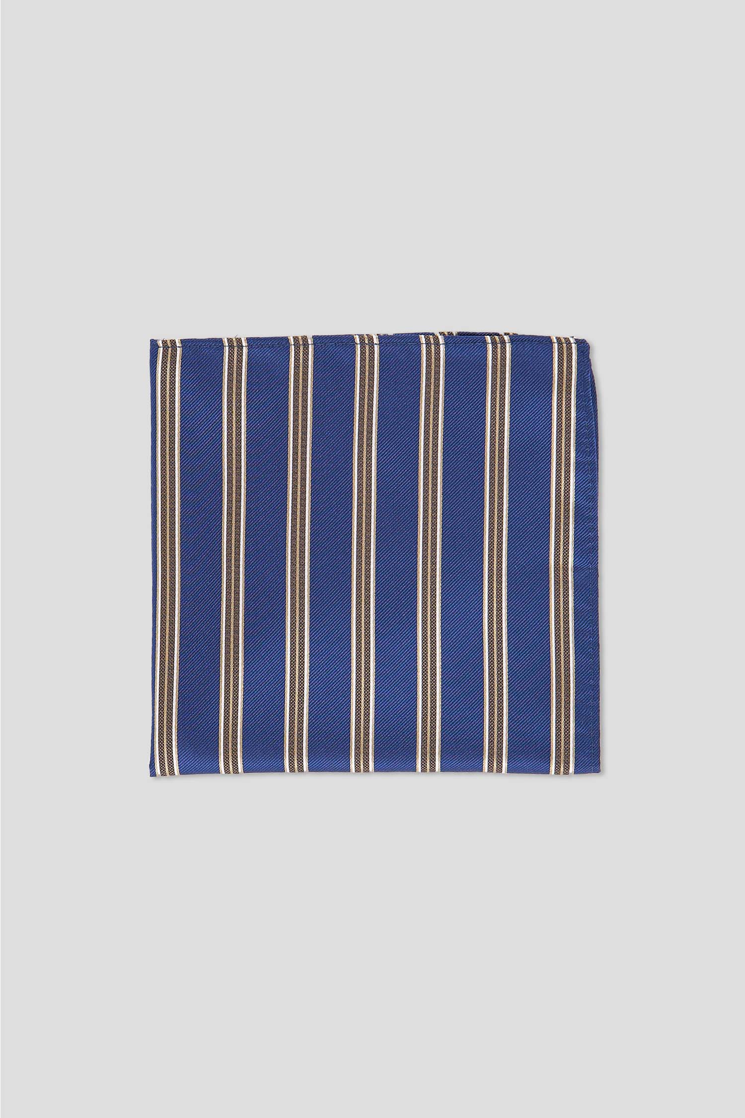 Blå & champagne lommeklud med striber PVD
