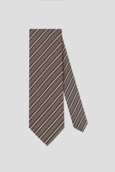 Brunt & hvid stribet slips