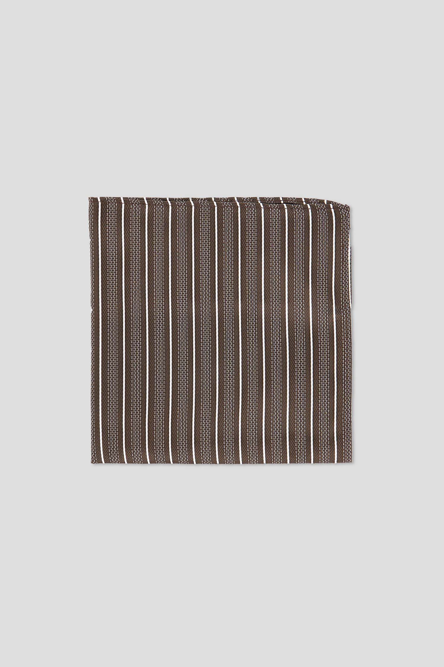 Brun & hvid lommeklud med striber PVD