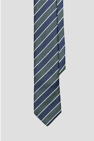 Navy & grønt stribet slips