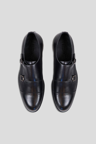 Sort dobbelt monk strap sko SUIT CLUB