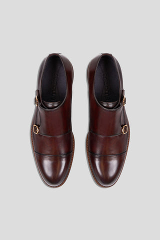 Brun dobbelt monk strap sko SUIT CLUB