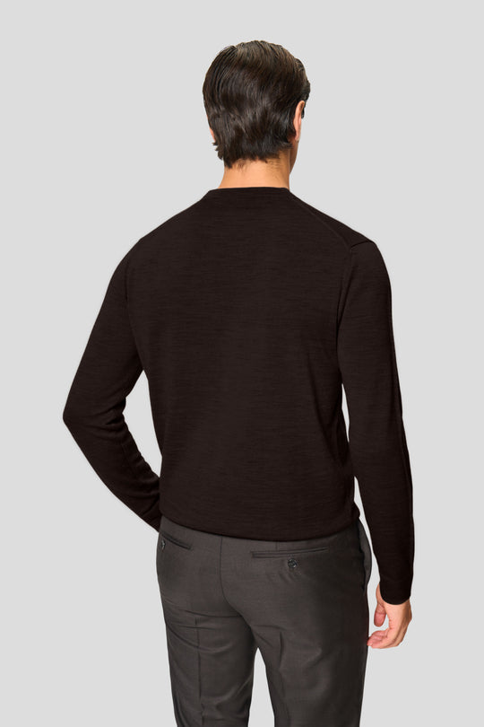 Brauner Merino-Rundhalspullover