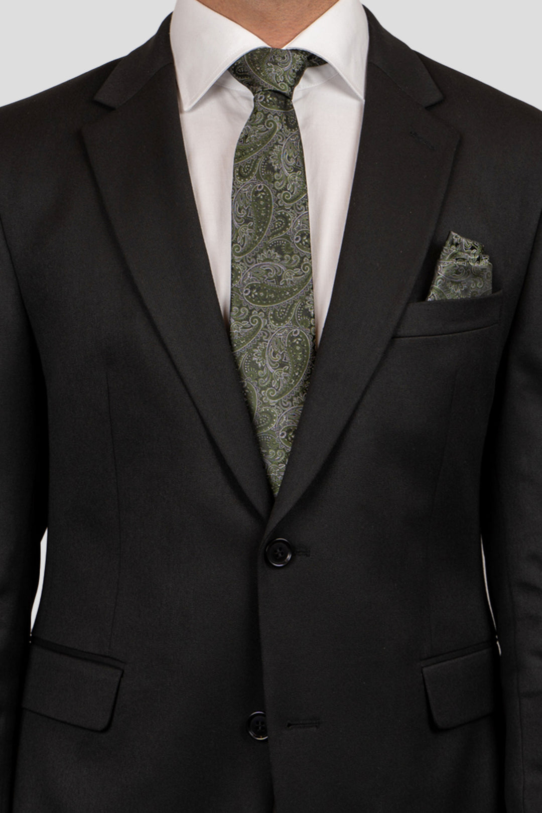 Grøn & hvid paisley slips PVD