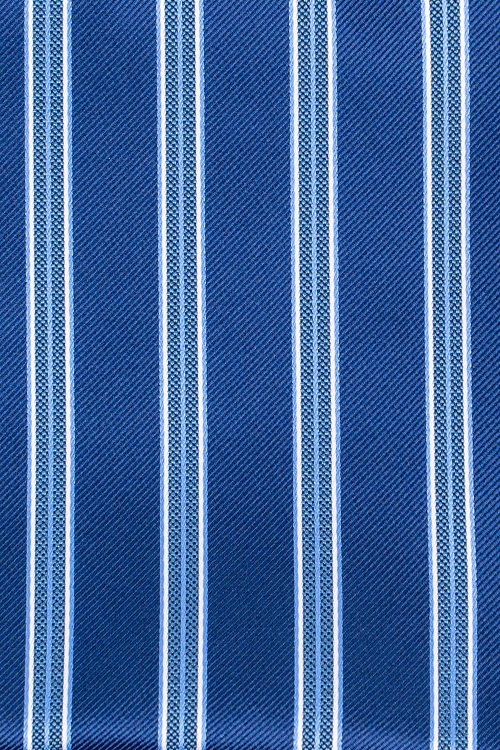 Blå & hvid lommeklud med striber PVD