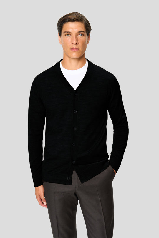 Schwarzer Merino-Cardigan