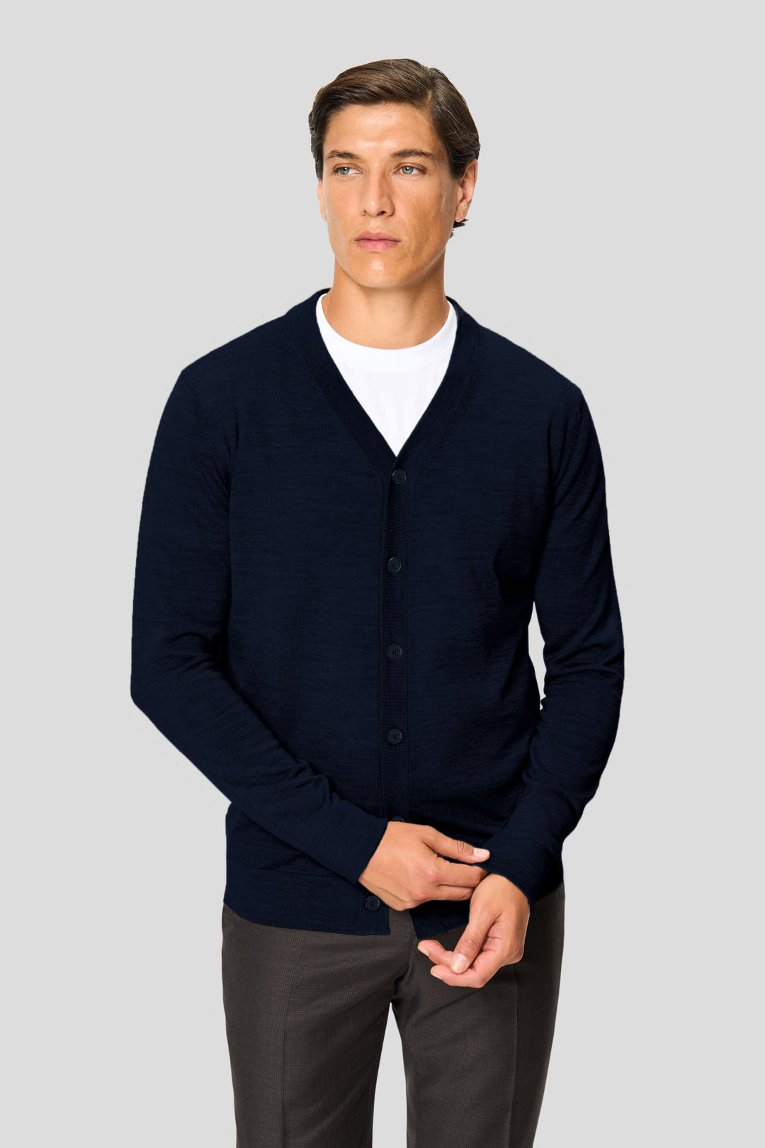 Marineblauer Merino-Cardigan