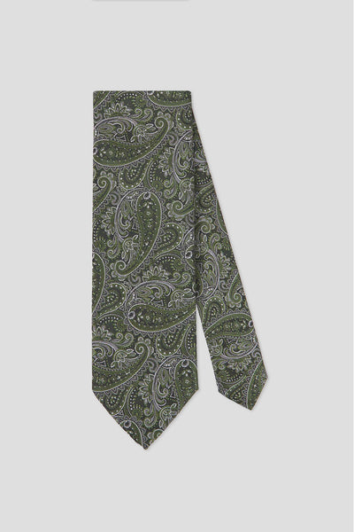 Grøn & hvid paisley slips