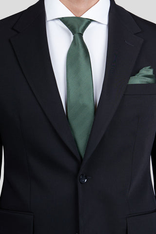 Mørkegrøn lommeklud med sildebensmønster