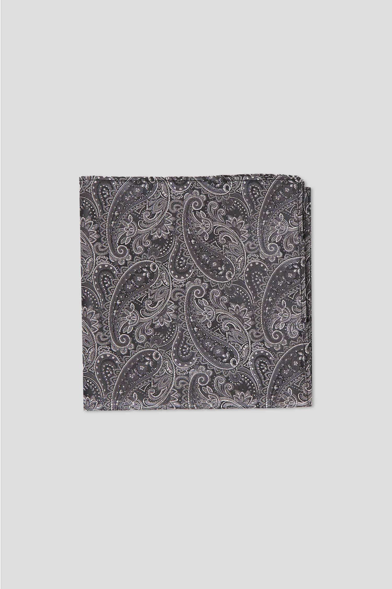 Sort & hvid lommeklud med paisley PVD