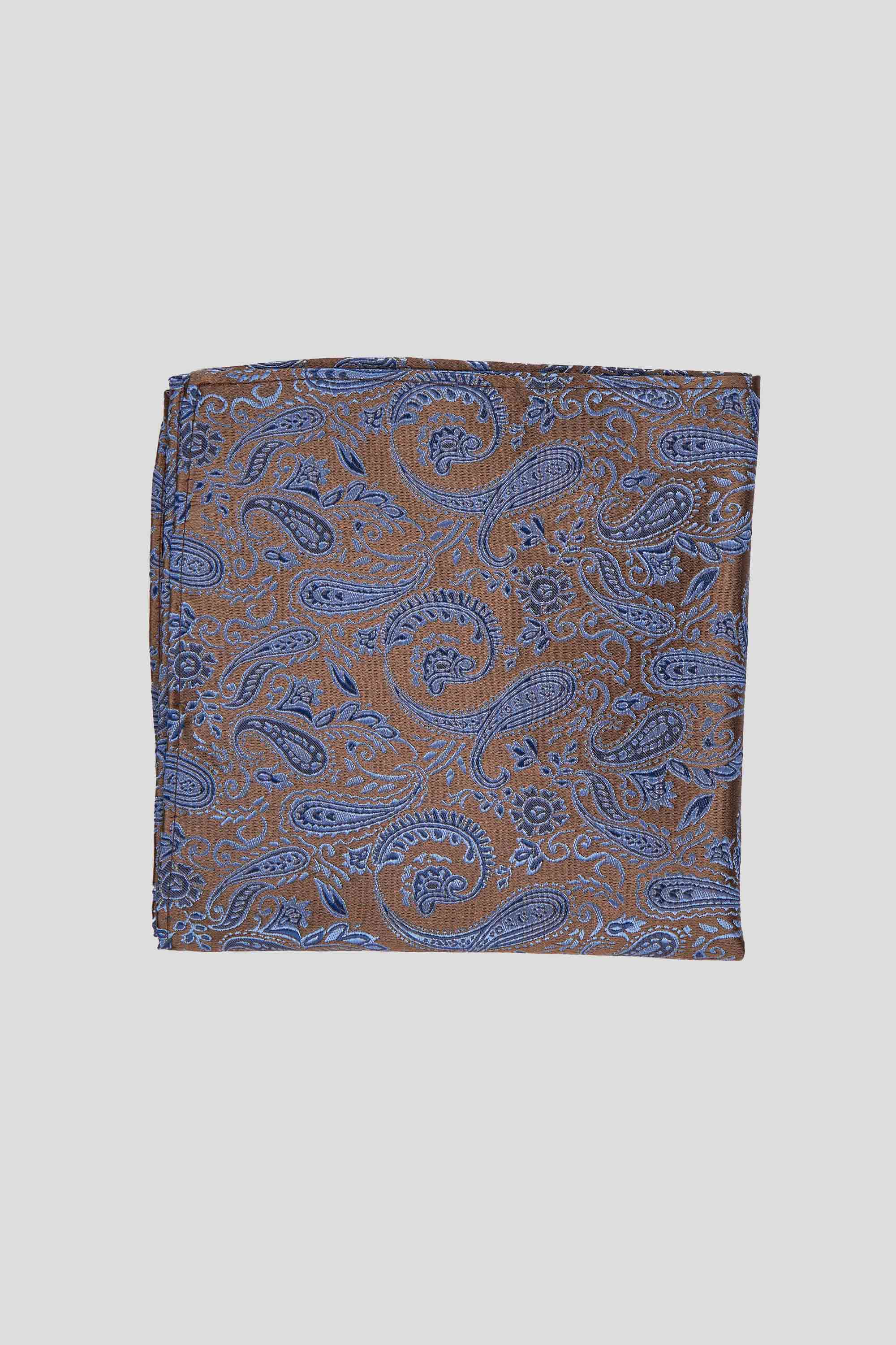 Brun & blå lommeklud med paisley PVD